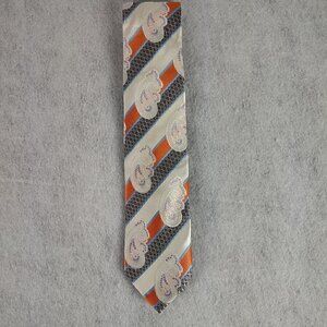 Karl Knox Men's White, Black, Orange, Purple Paisley 100% Microfiber Necktie